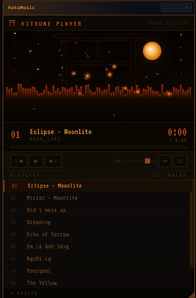 Lab System OS — Kitsune Player ouvert